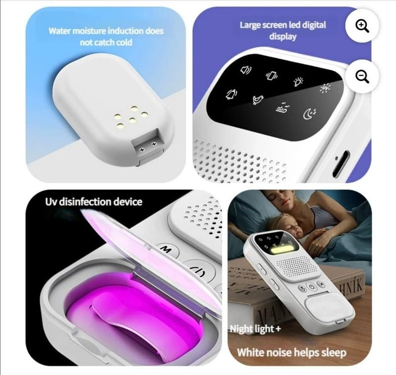 Wireless Bedwetting Alarm for Kids with UV Disinfection, White Noise, and Night - Thumbnail 4