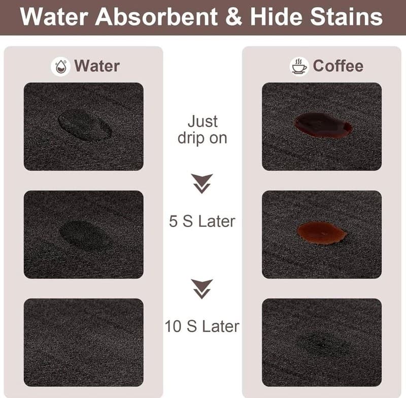 CooRug Absorbent Coffee Bar Mat for Countertop - 12" x 20" Black Rubber Backed D - Thumbnail 3