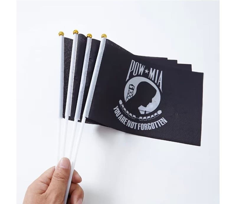 WXTWK 10 Pack POW MIA Desktop Table Flags with Golden Bases, 5.5 x 8.2 Inch Mini - Thumbnail 6