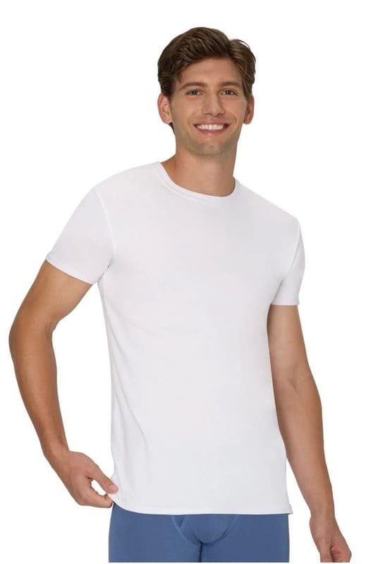 Hanes Men's Tagless Cotton Stretch Crewneck T-Shirt Undershirts, 6-Pack - White - Thumbnail 3