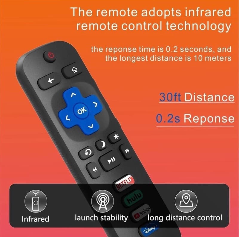 Universal Infrared Replacement Remote Control for Roku TV - Thumbnail 4