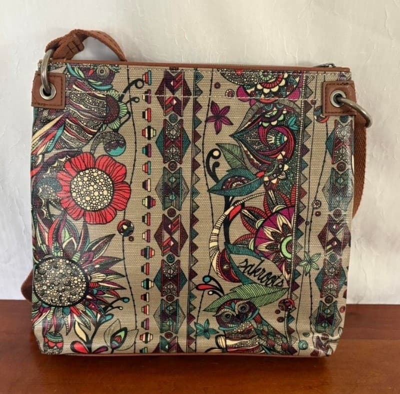 Sakroots Flat Crossbody Messenger Bag Spirit Desert Owl Motif - Thumbnail 2
