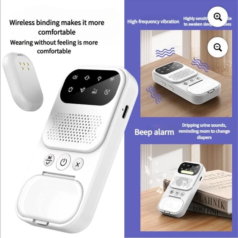 Wireless Bedwetting Alarm for Kids with UV Disinfection, White Noise, and Night - Thumbnail 3