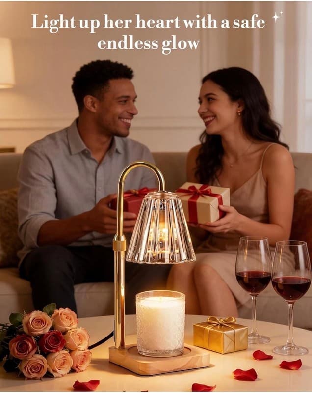 Marycele Adjustable Height Candle Warmer Lamp with Timer and Dimmable Glass Shad - Thumbnail 8