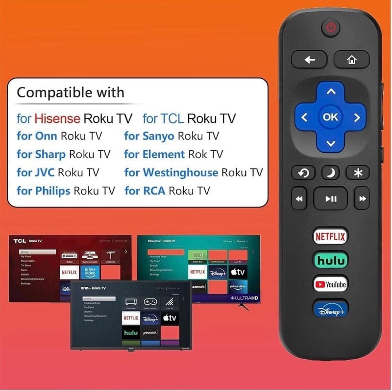 Universal Infrared Replacement Remote Control for Roku TV - Thumbnail 2