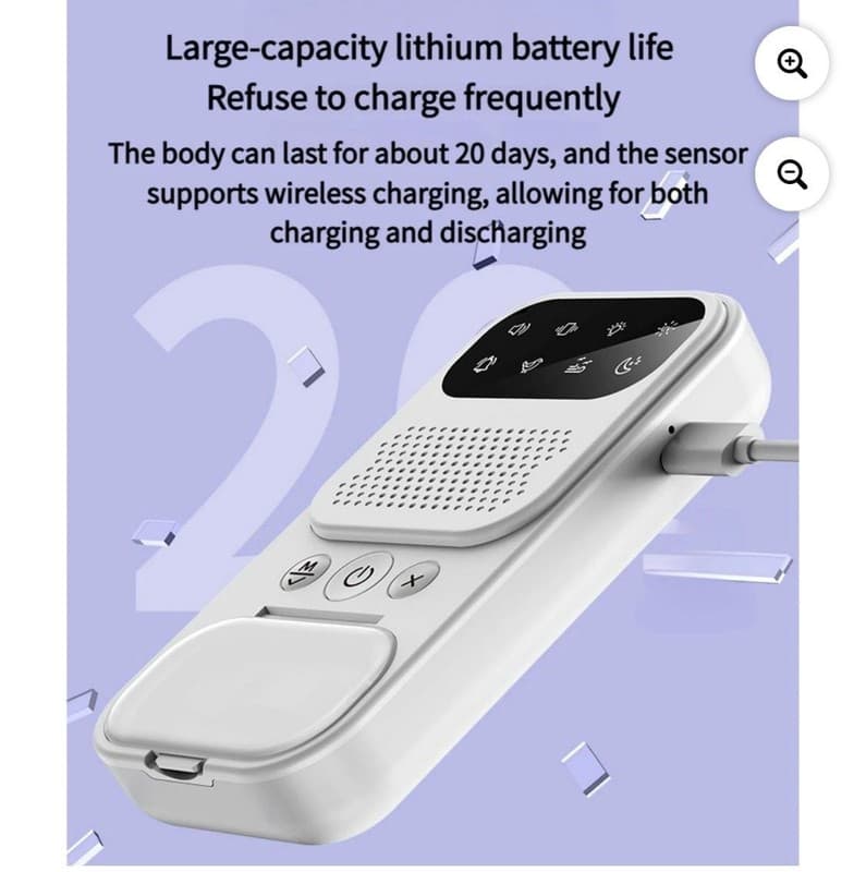 Wireless Bedwetting Alarm for Kids with UV Disinfection, White Noise, and Night - Thumbnail 8