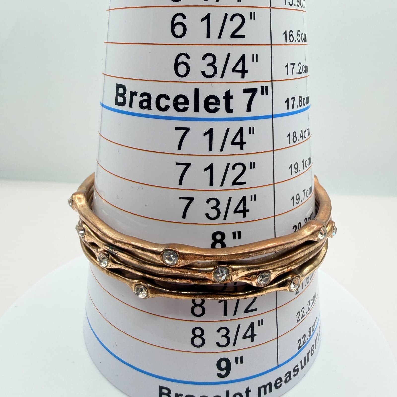 Vintage Gold Tone Textured Wavy Bangle Bracelet Lot 4pc Rhinestone Organic Stack - Thumbnail 8