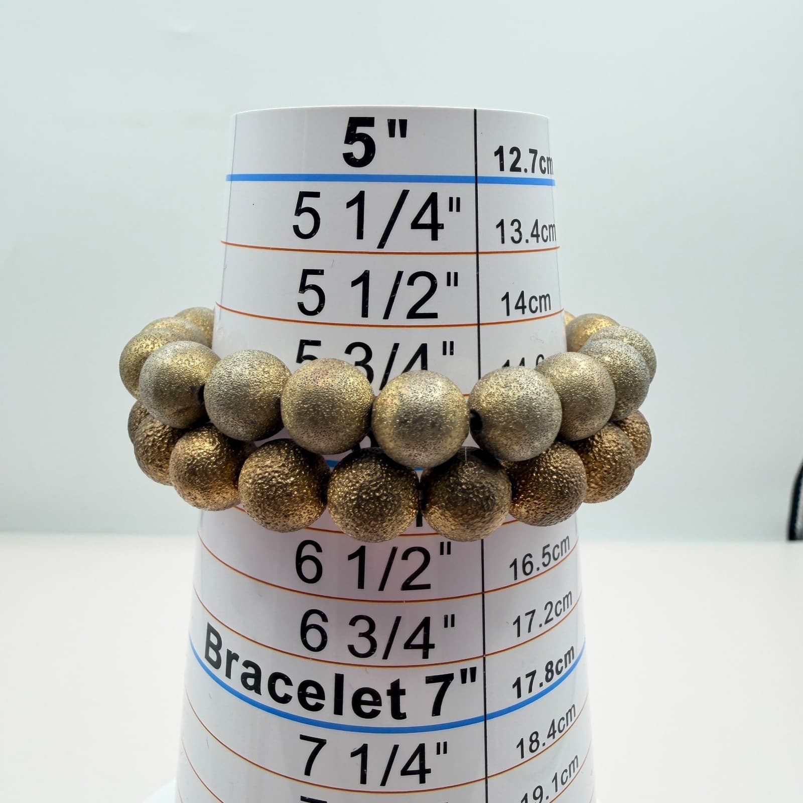 Vintage Gold Tone Beaded Stretch Bracelet Stardust Textured Ball Stackable Boho - Thumbnail 8