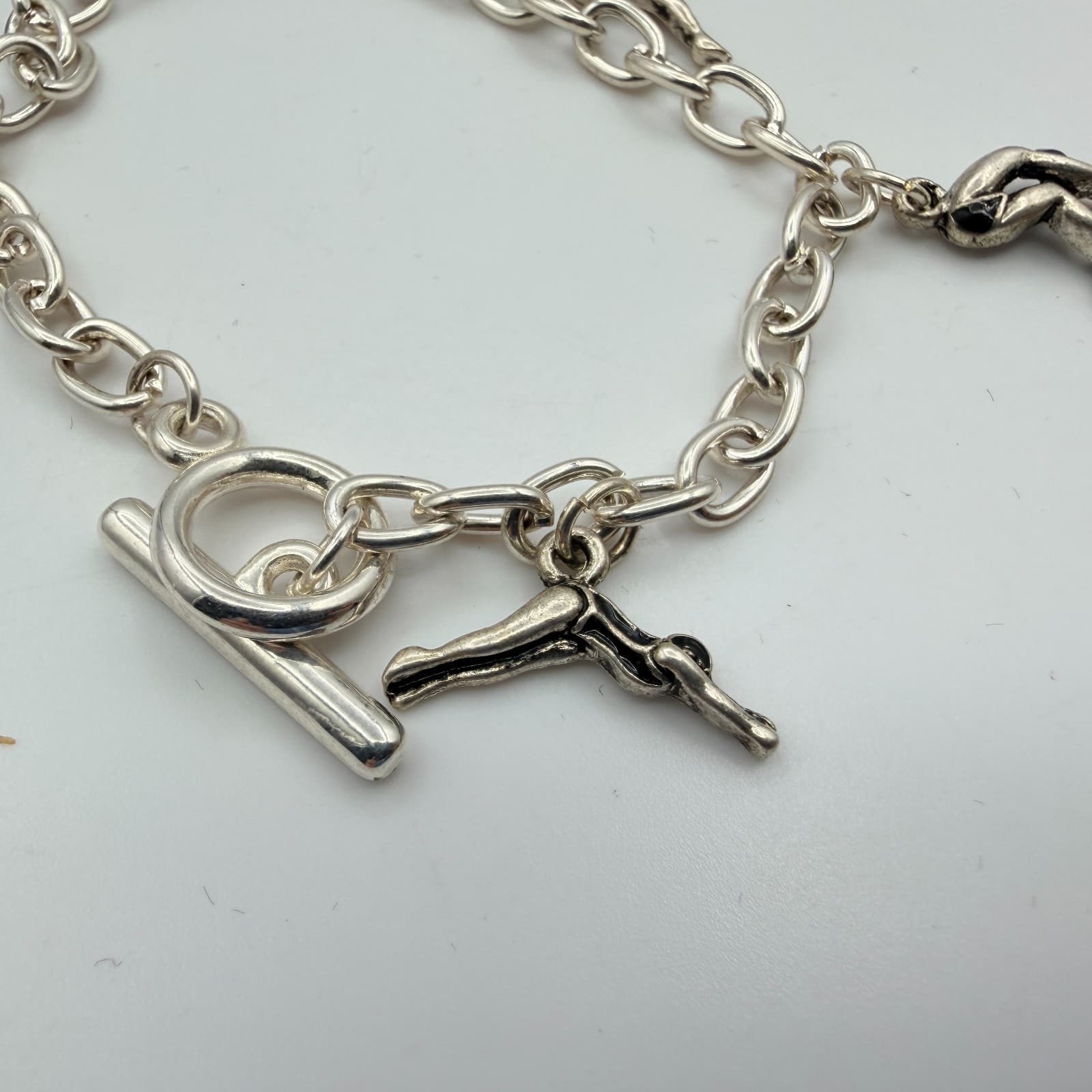 Vintage Silver Tone Ice Capades Ice Skater Charm Bracelet Enamel Accent Souvenir - Thumbnail 4