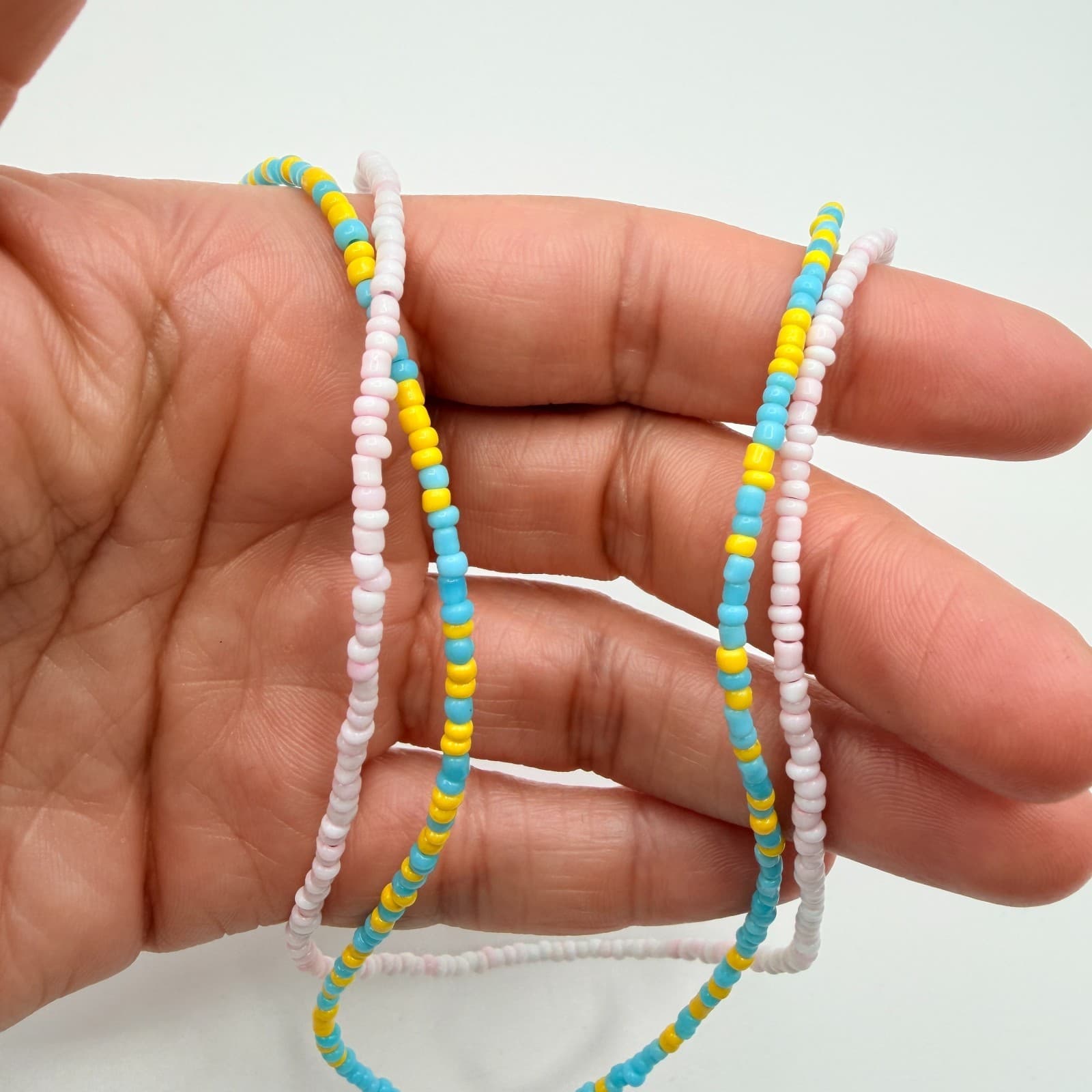 Vintage Multicolor Seed Bead Strand Necklace Dainty Layered Look Y2K Boho 90s - Thumbnail 6