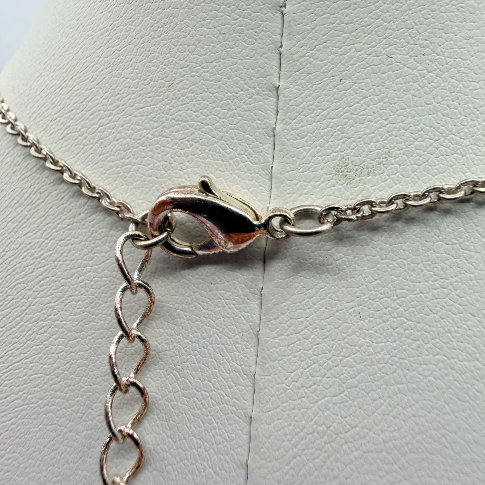Vintage Silver Tone Lavalier Pendant Necklace Rhinestone Openwork Dainty Boho - Thumbnail 5