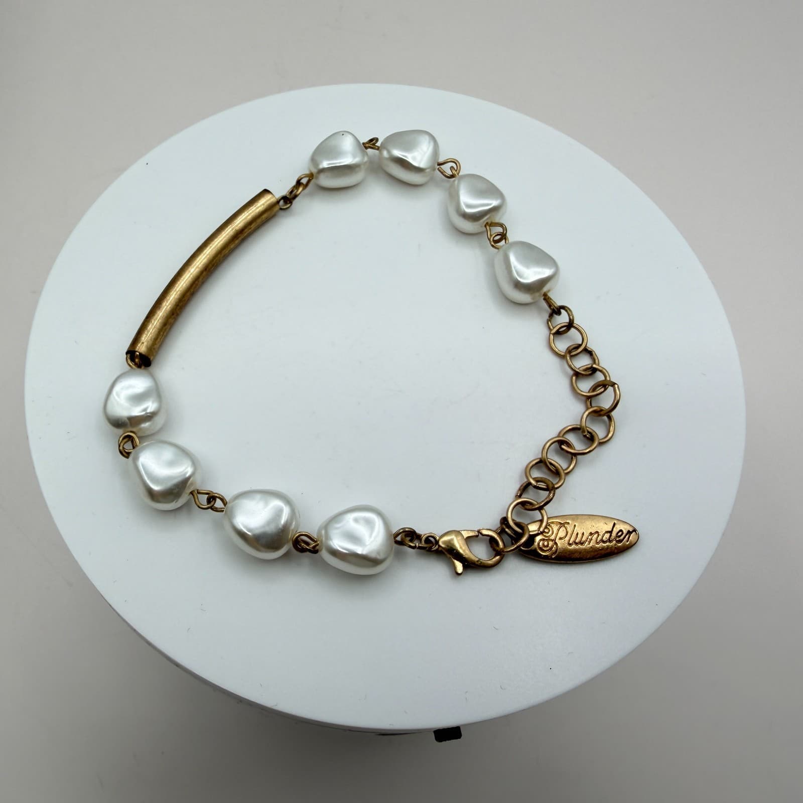 Vintage Faux Pearl Statement Necklace Bracelet Set Gold Tone Chunky Beads Drops - Thumbnail 11
