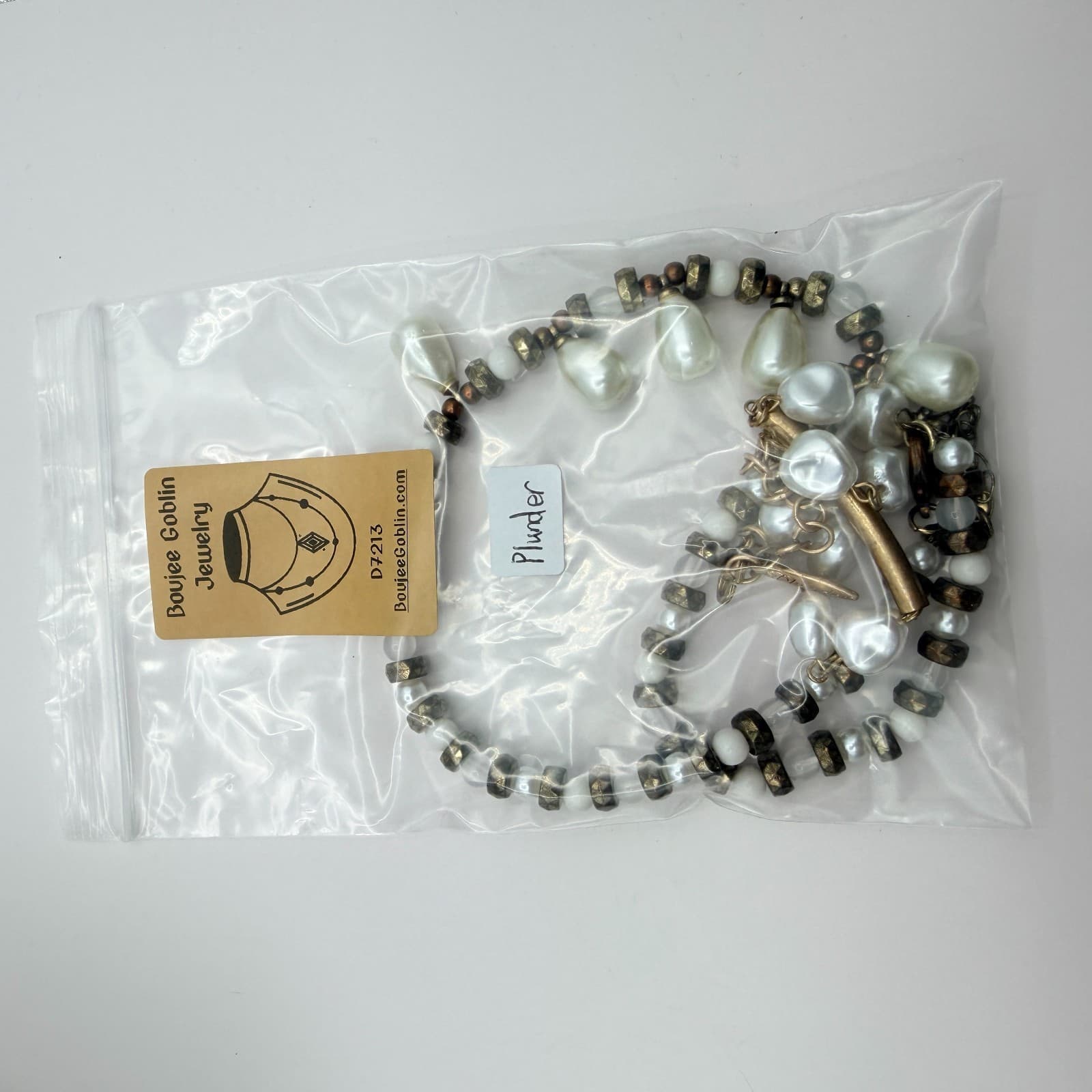 Vintage Faux Pearl Statement Necklace Bracelet Set Gold Tone Chunky Beads Drops - Thumbnail 14