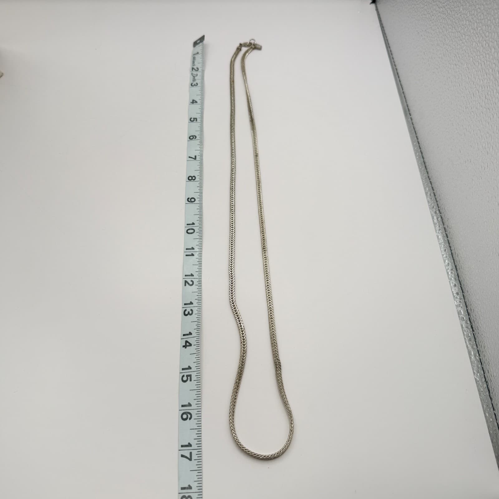 Anne Klein Vintage Silver Tone Wheat Franco Chain Necklace Woven Heavy Link Logo - Thumbnail 8