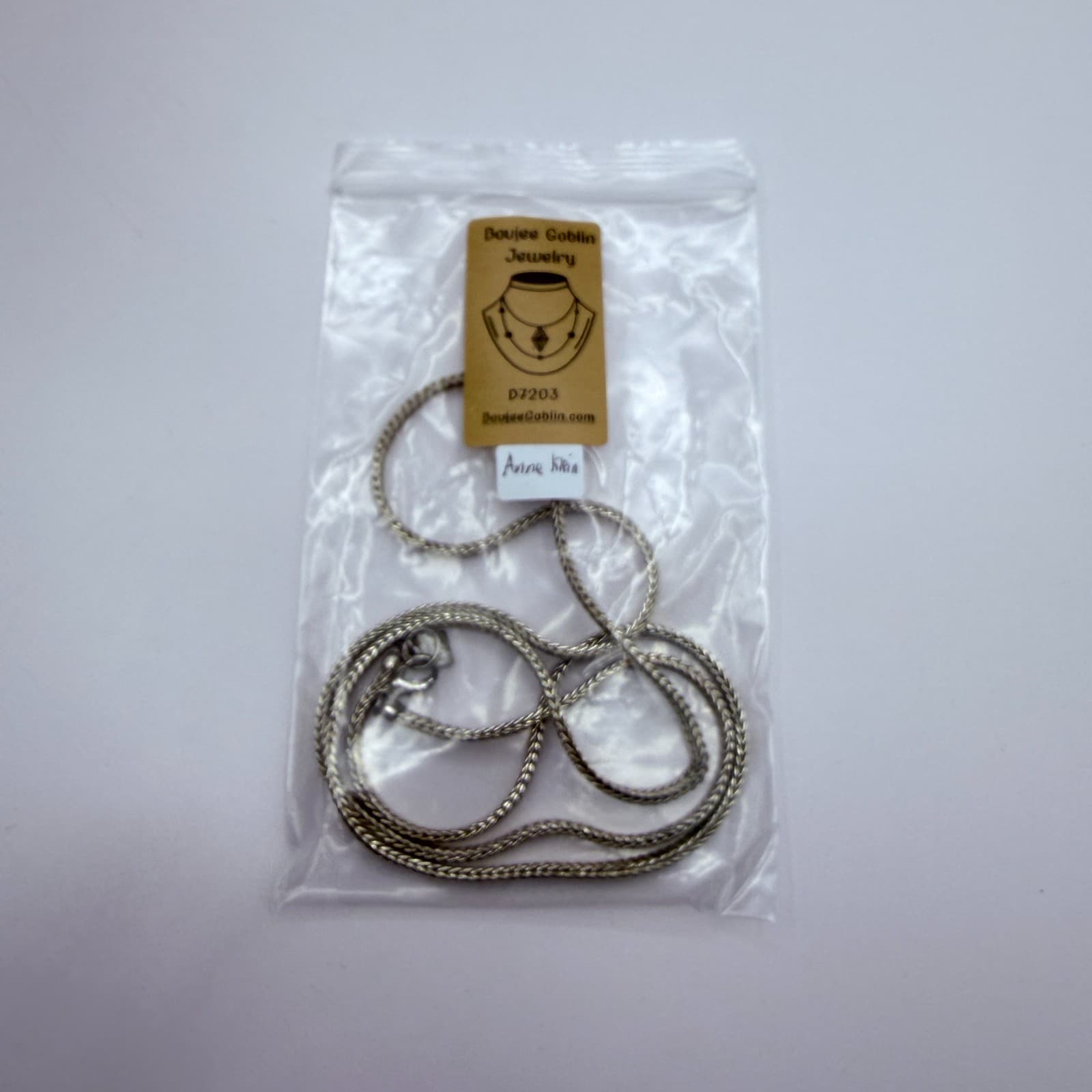 Anne Klein Vintage Silver Tone Wheat Franco Chain Necklace Woven Heavy Link Logo - Thumbnail 9