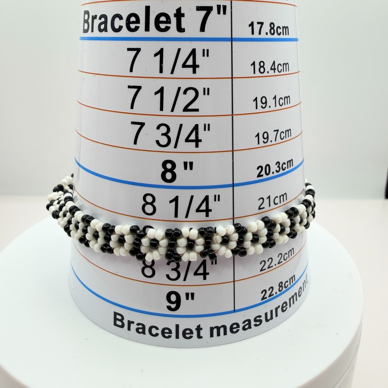 Vintage Black White Seed Bead Jewelry Set Choker Necklace Daisy Chain Bracelet - Thumbnail 14