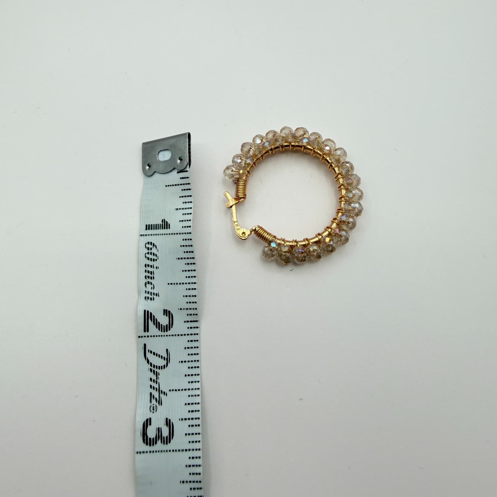 Vintage Gold Tone Beaded Jewelry Set Wire Wrapped Bangle Hoop Earrings Y2K Boho - Thumbnail 13