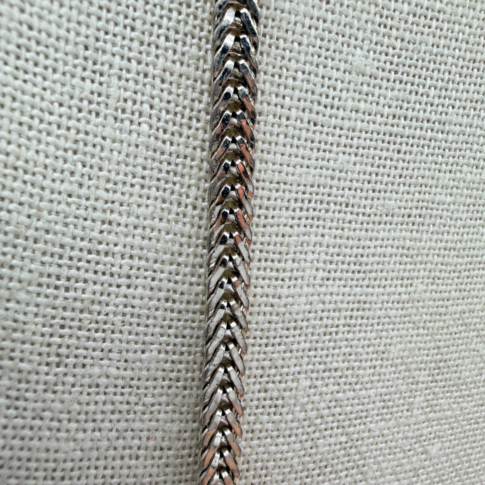 Anne Klein Vintage Silver Tone Wheat Franco Chain Necklace Woven Heavy Link Logo - Thumbnail 5