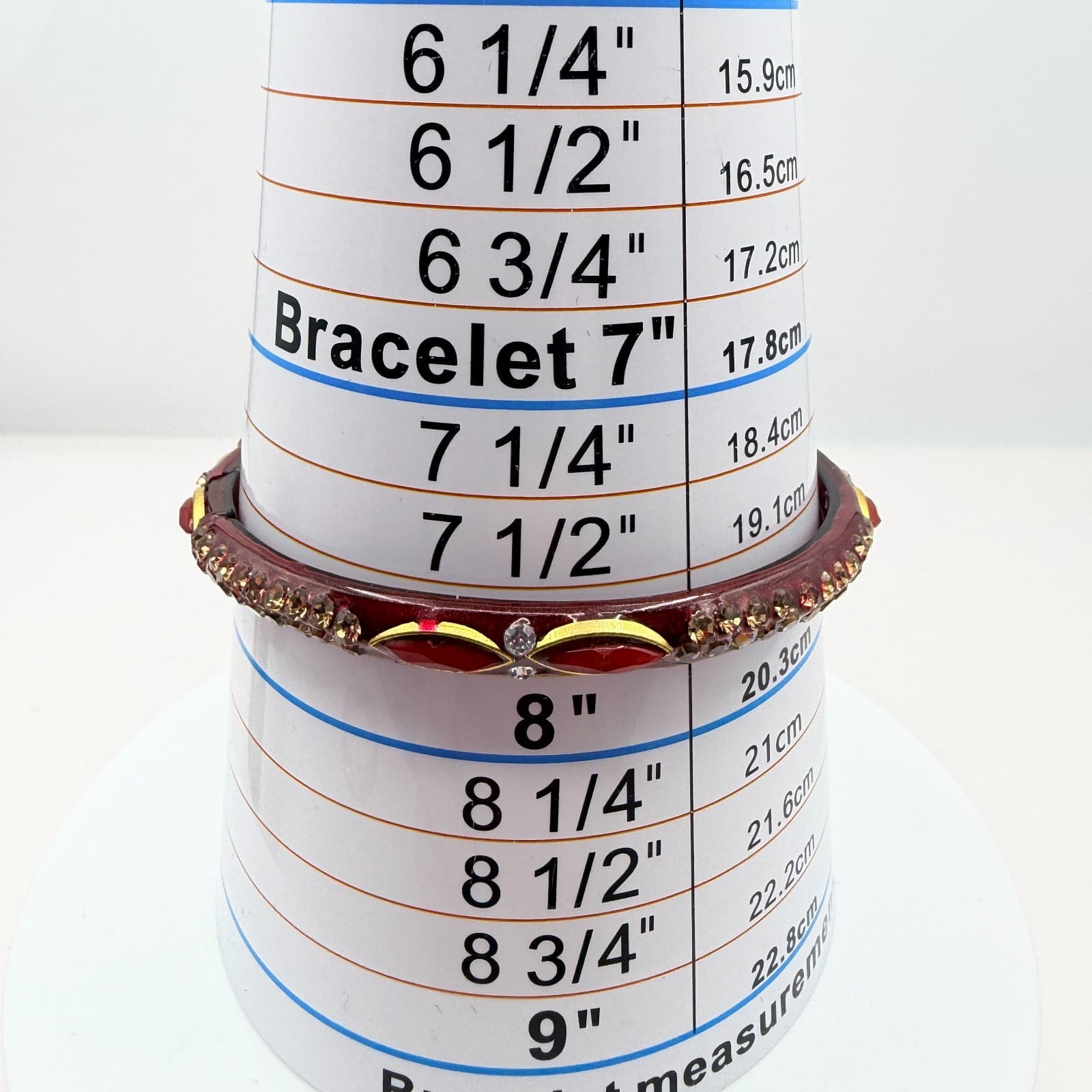 Vintage Dark Red Bangle Bracelet Rhinestone Accents Slim Stackable Retro Boho - Thumbnail 8