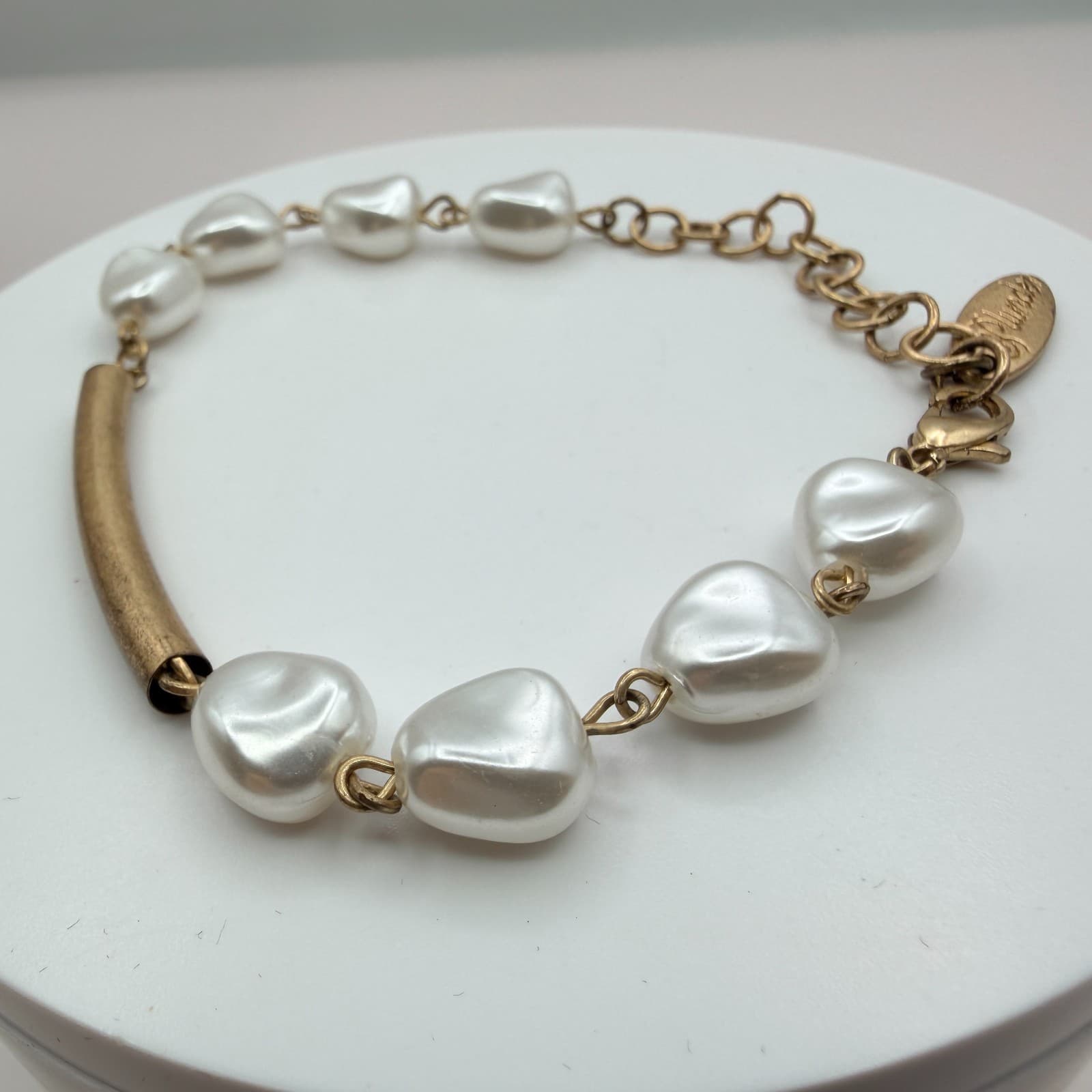 Vintage Faux Pearl Statement Necklace Bracelet Set Gold Tone Chunky Beads Drops - Thumbnail 9