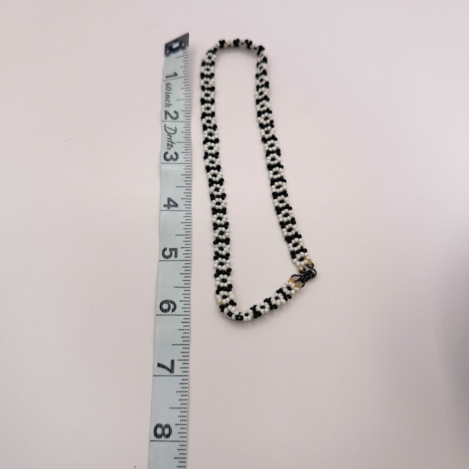 Vintage Black White Seed Bead Jewelry Set Choker Necklace Daisy Chain Bracelet - Thumbnail 13