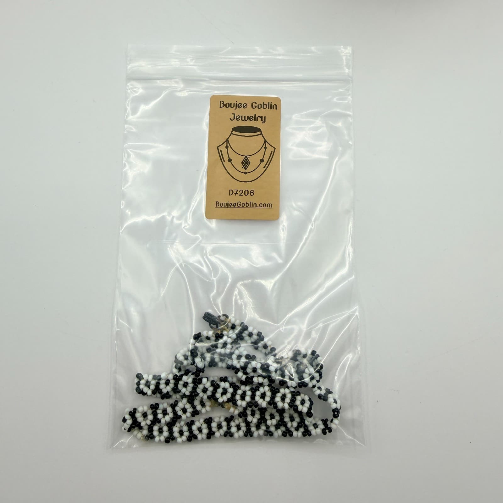 Vintage Black White Seed Bead Jewelry Set Choker Necklace Daisy Chain Bracelet - Thumbnail 15