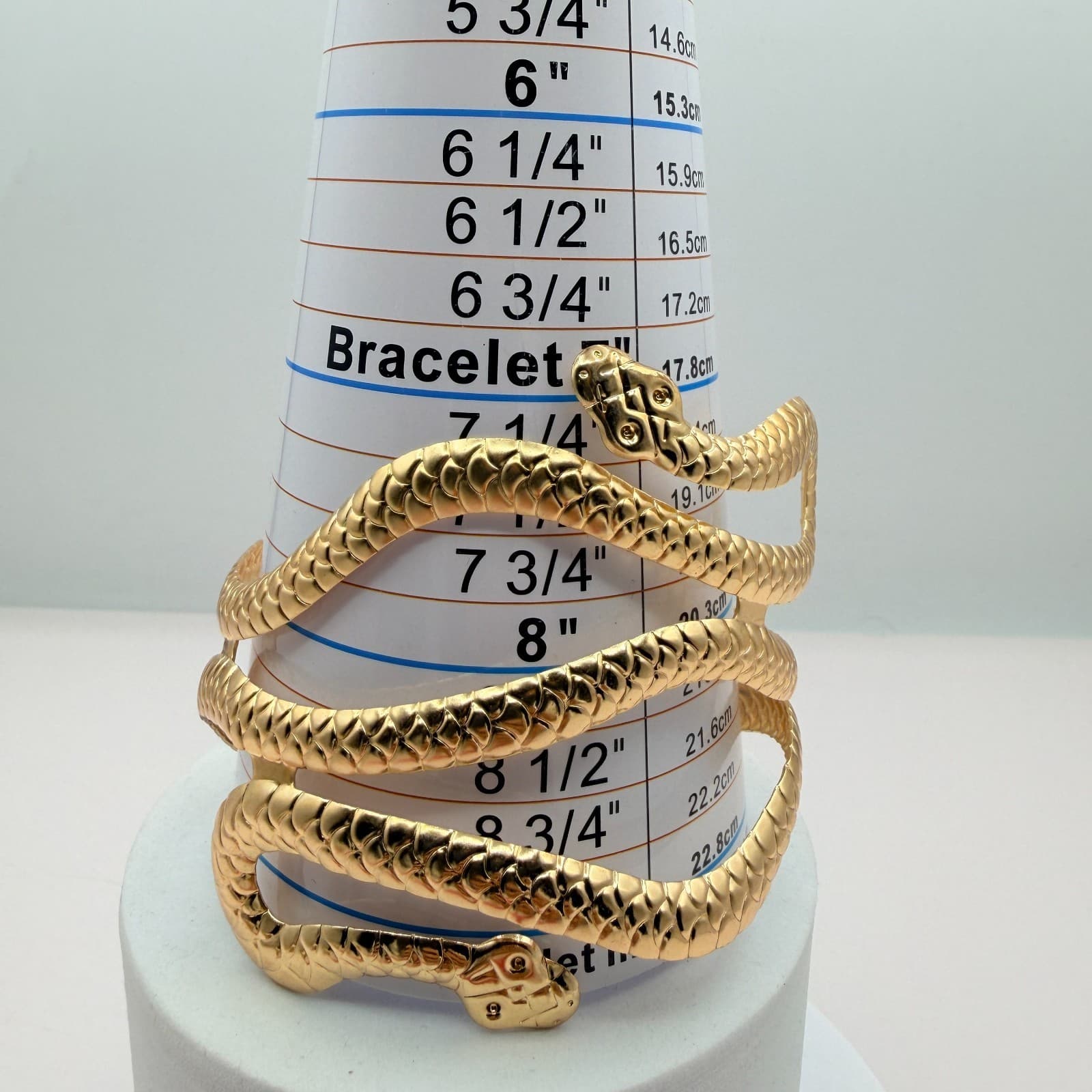 Vintage Gold Tone Snake Coil Cuff Bracelet Chunky Serpent Statement Bold Retro - Thumbnail 7