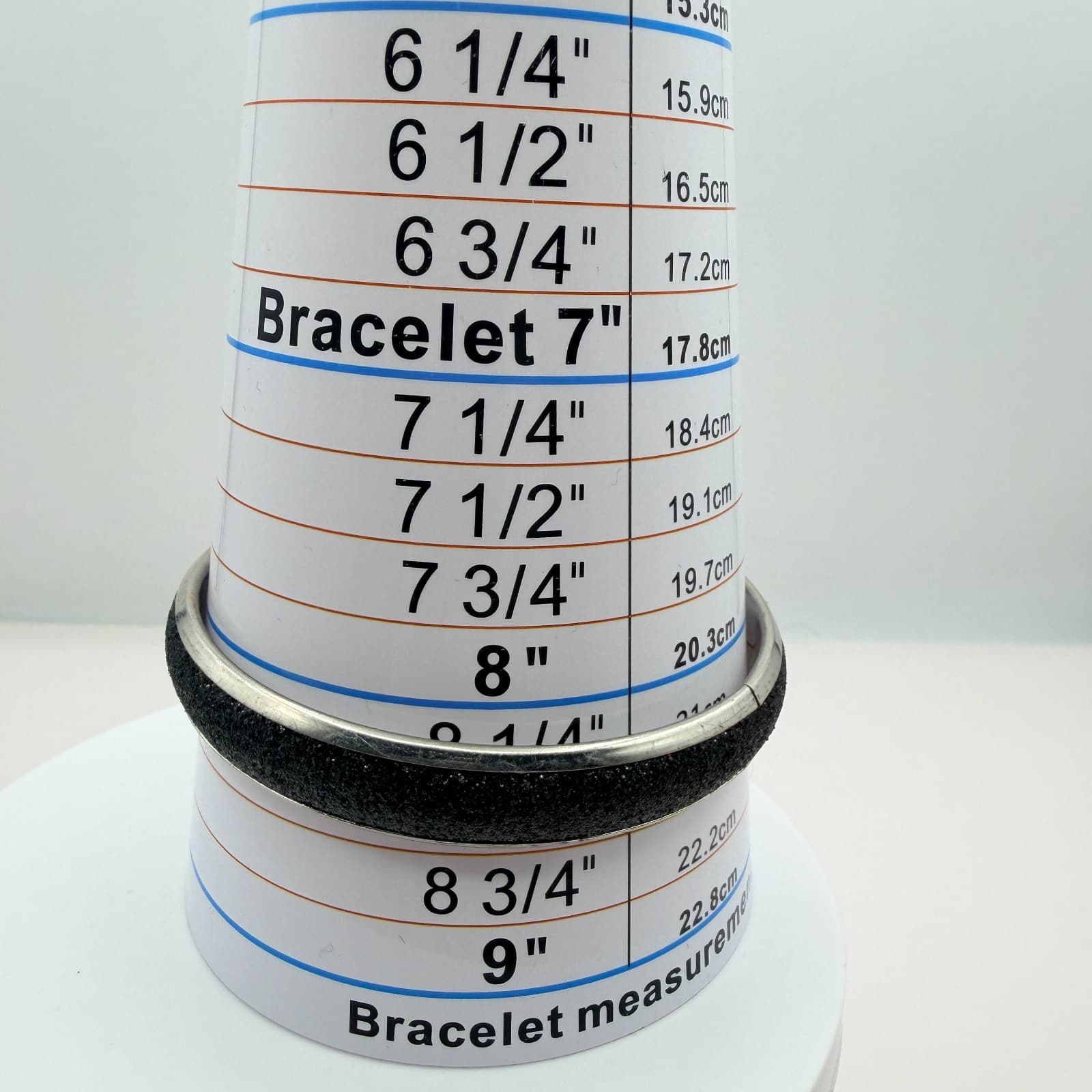 Vintage Silver Tone Bangle Bracelet Black Glitter Texture Inlay Stackable Slim - Thumbnail 7