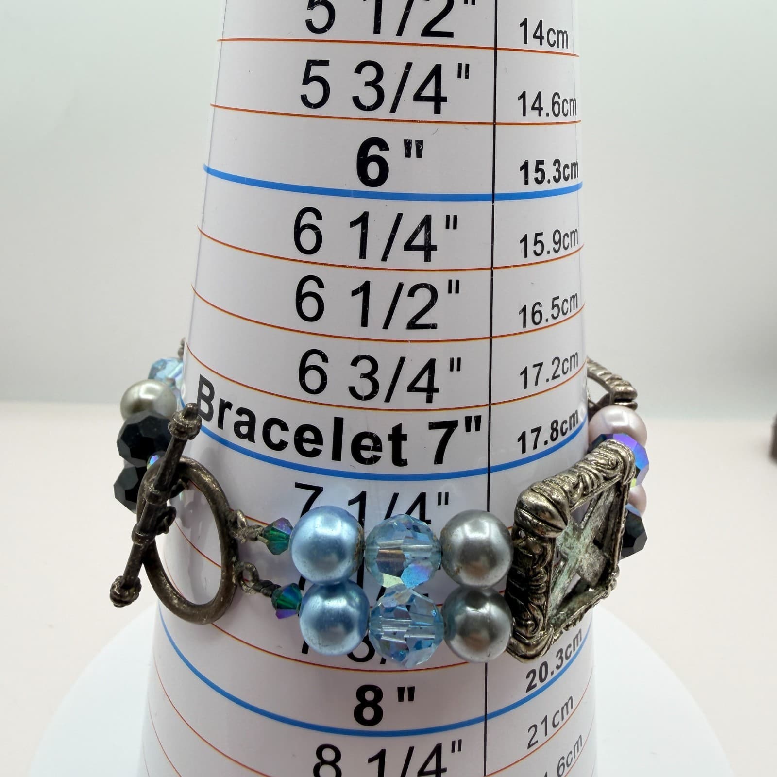 Vintage Silver Tone Chunky Beaded Bracelet Statement Boho Multi Color Faux Pearl - Thumbnail 10
