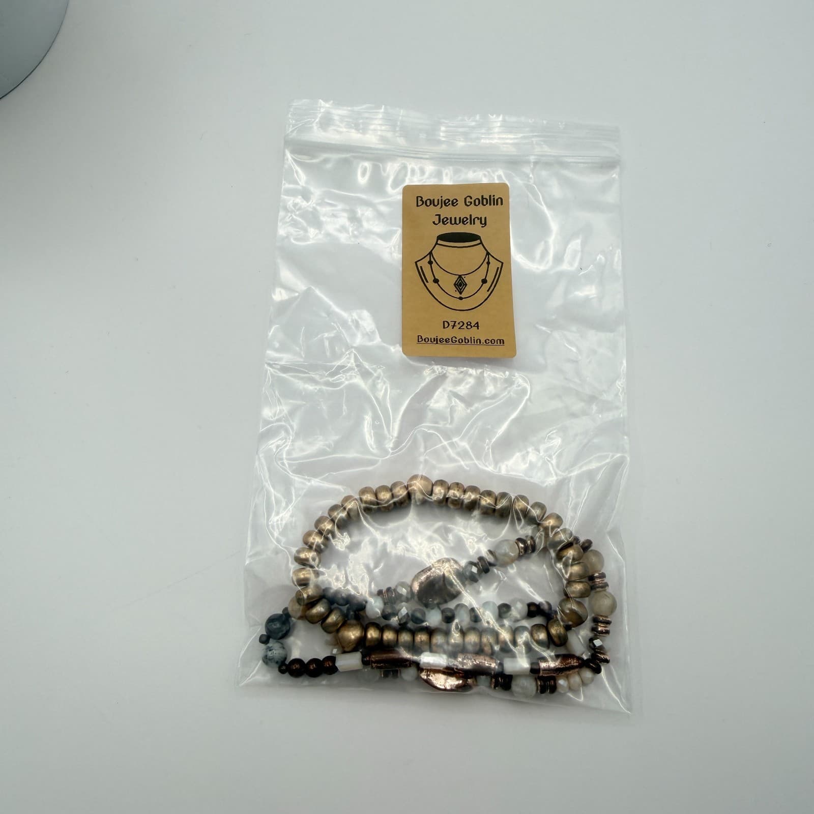 Vintage Gold Tone Beaded Stretch Bracelet Set Lot Multi Strand Chunky Stack Boho - Thumbnail 8