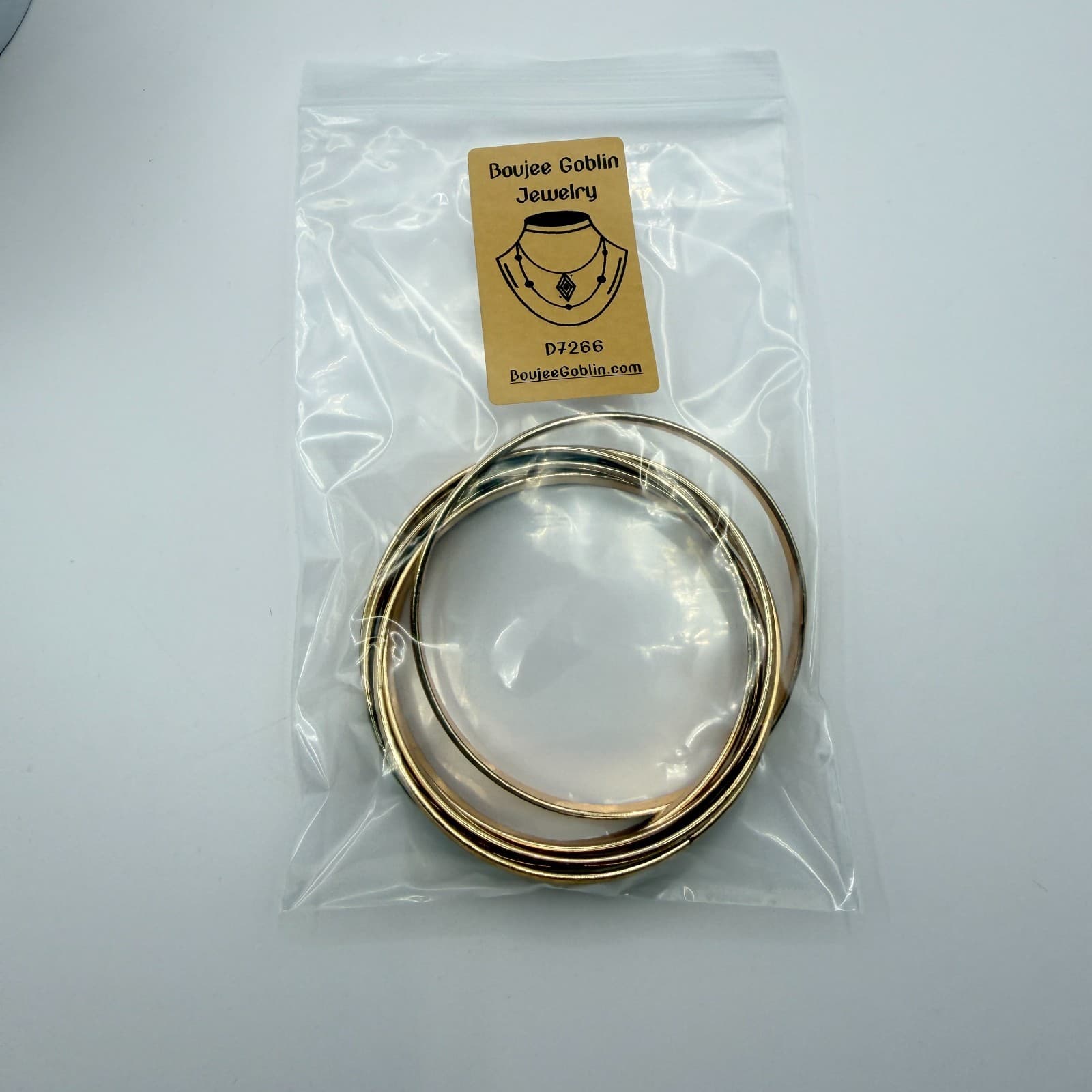 Vintage Gold Tone Interlocking Trinity Bangle Bracelet Multi Strand Statement - Thumbnail 8