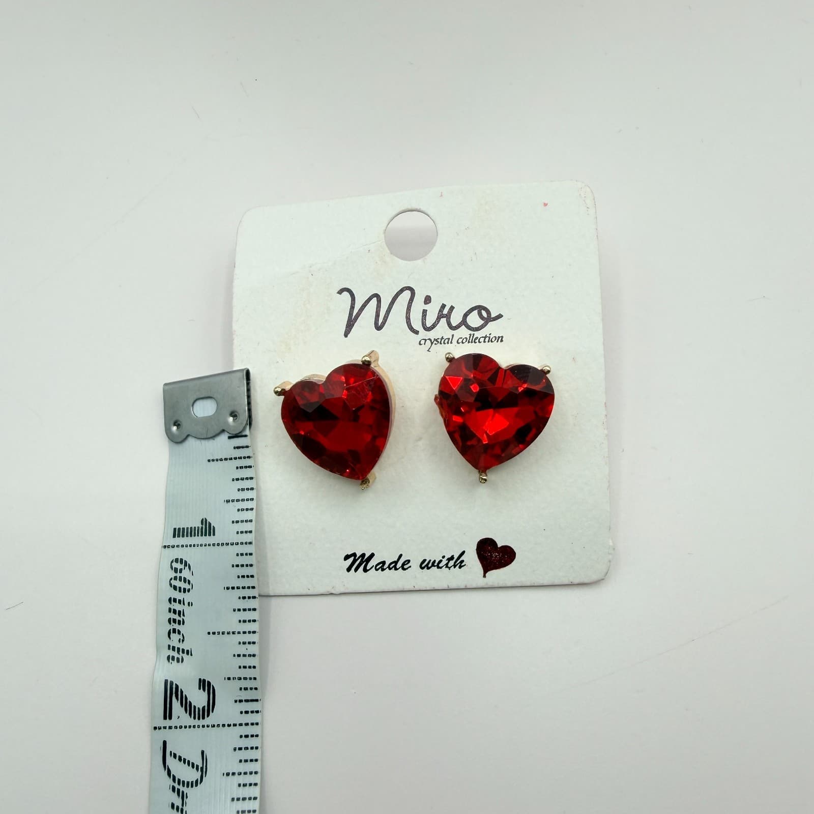 Vintage Gold Tone Red Crystal Heart Jewelry Set Ring Bracelet Post Stud Earrings - Thumbnail 17