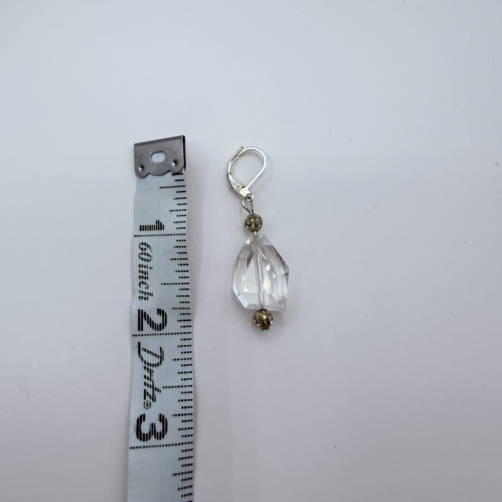 Vintage Silver Tone Clear Crystal Bead Stretch Bracelet Dangle Earrings Set Boho - Thumbnail 11