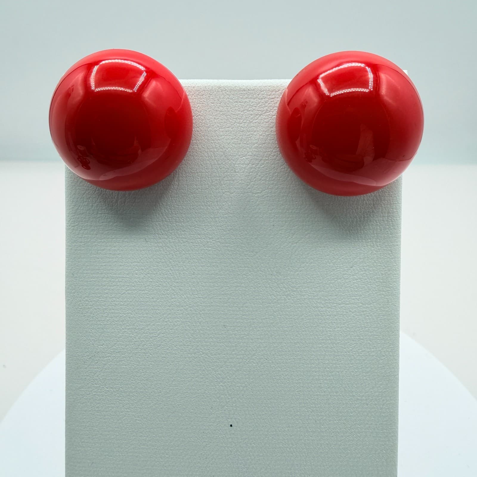 Vintage Gold Tone Red Bead Necklace Round Button Stud Earrings Matching Set Boho - Thumbnail 8