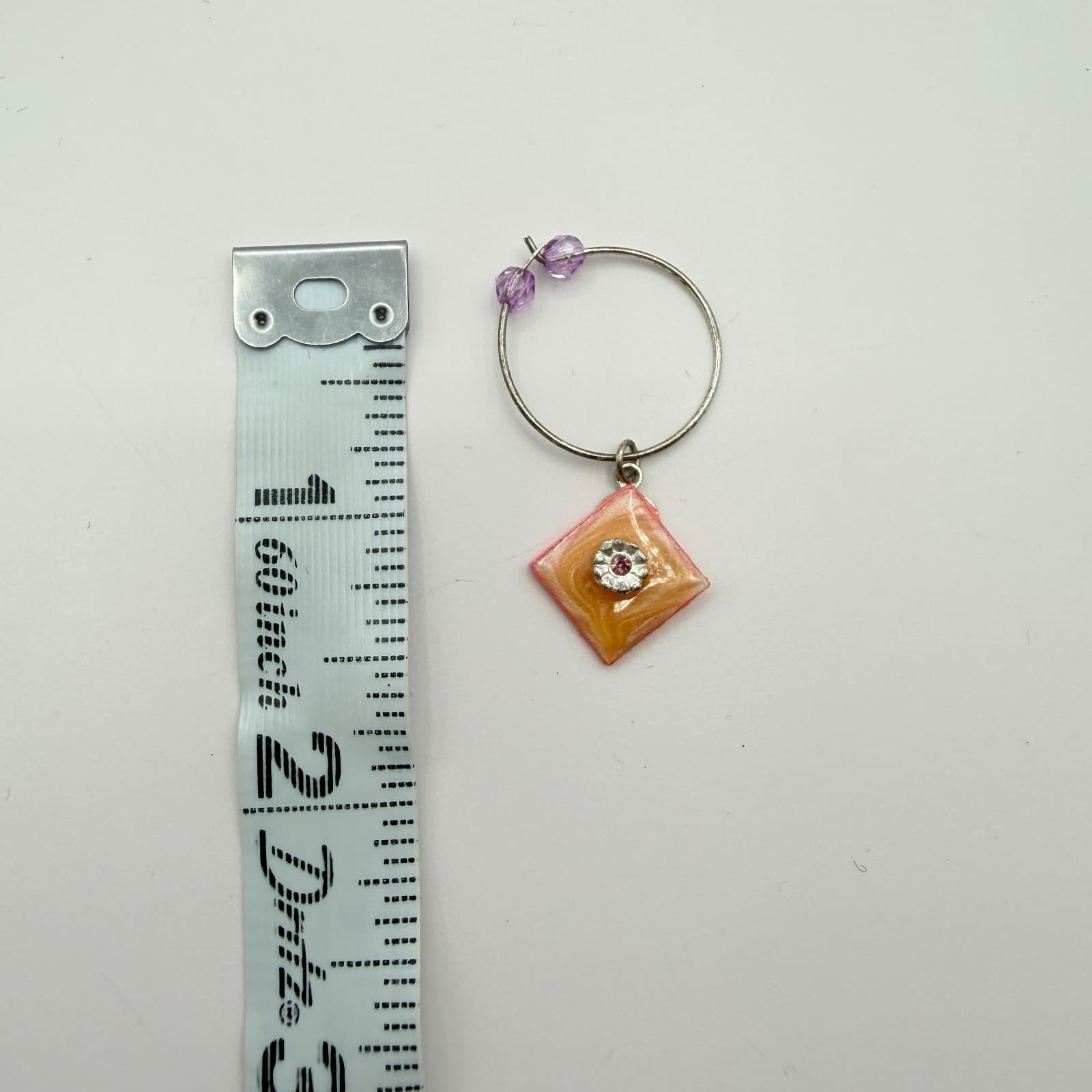 Vintage Wine Glass Charms Set Lot 6pc Silver Tone Hoops Heart Flower Mixed Charm - Thumbnail 12