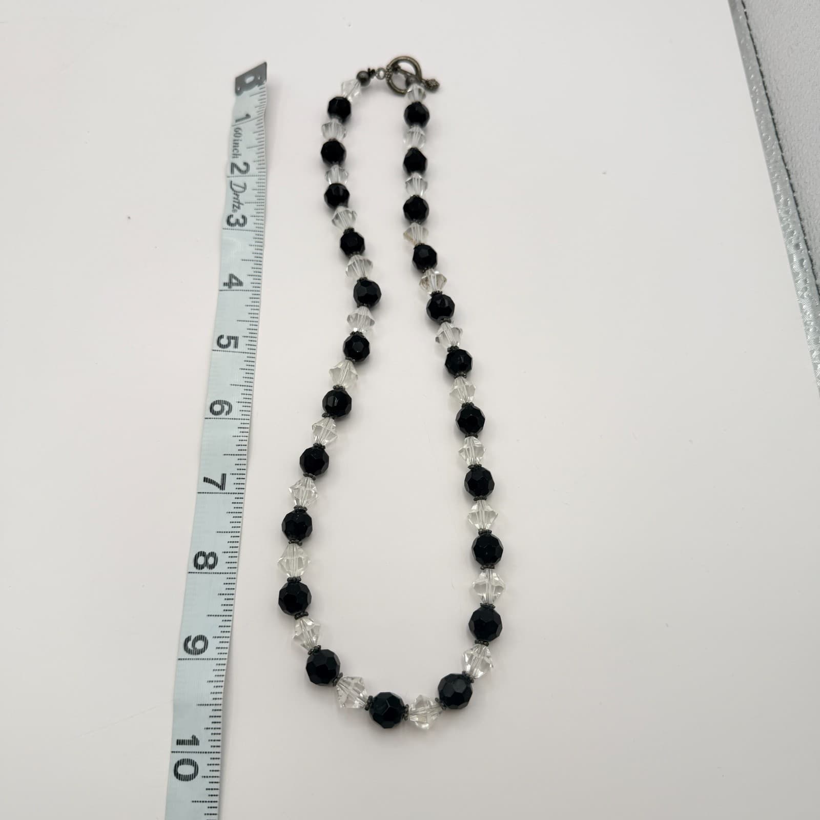 Vintage Black Clear Crystal Bead Necklace Bracelet Dangle Earrings Matching Set - Thumbnail 17