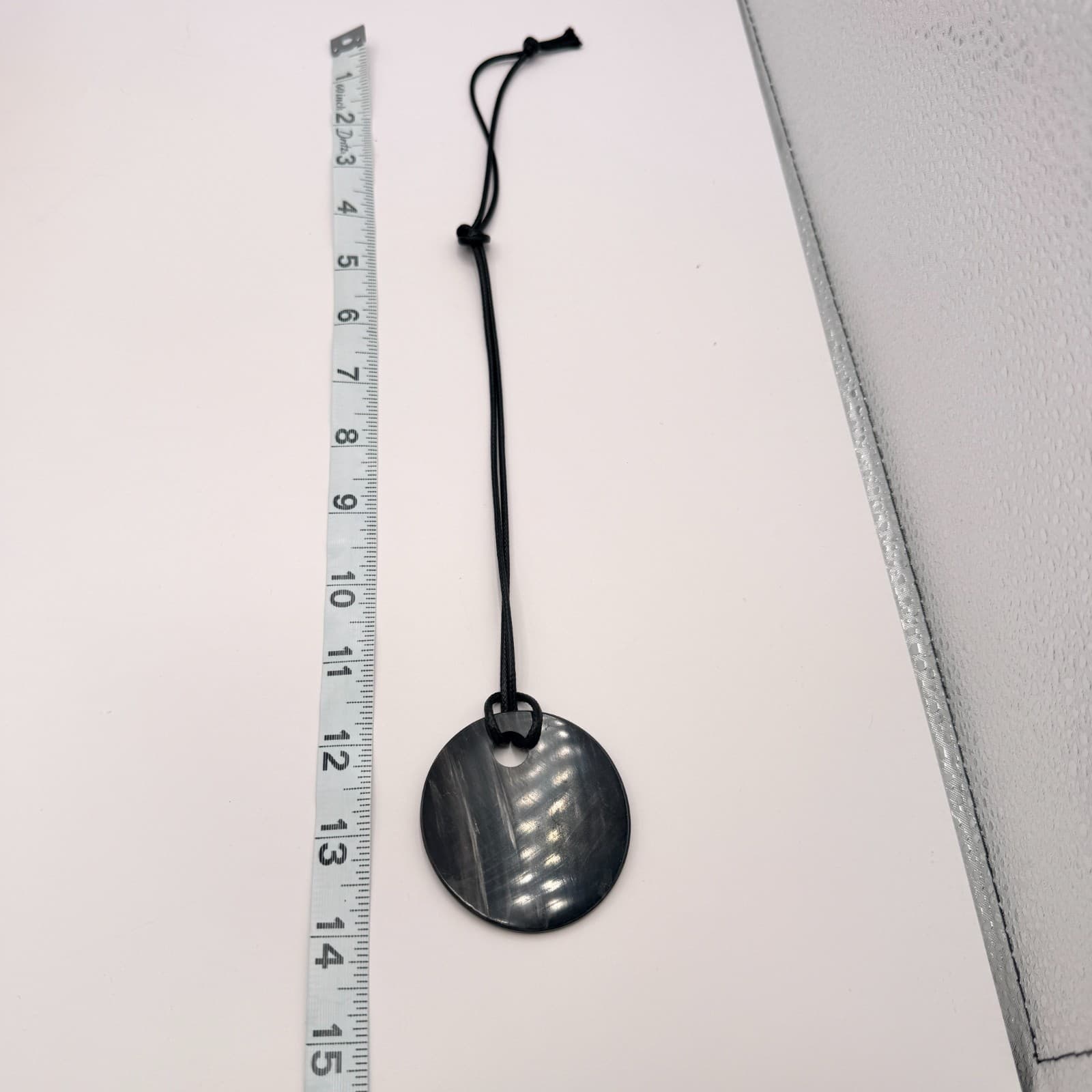 Vintage Black Cord Large Round Disk Pendant Necklace Geometric Minimalist Boho - Thumbnail 7
