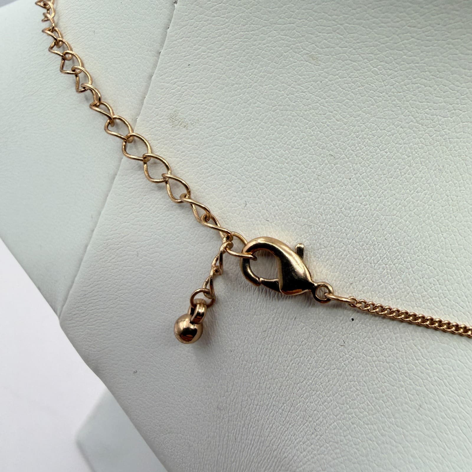 Vintage Gold Tone Triple Scallop Choker Necklace Mint Teal Beaded Rhinestone 90s - Thumbnail 6