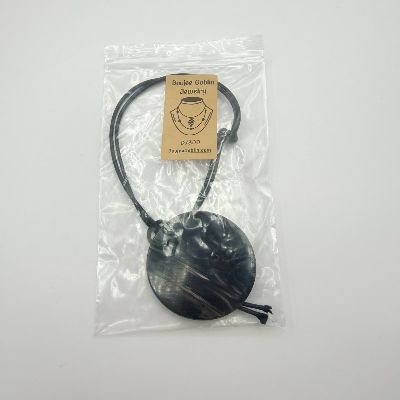 Vintage Black Cord Large Round Disk Pendant Necklace Geometric Minimalist Boho - Thumbnail 8