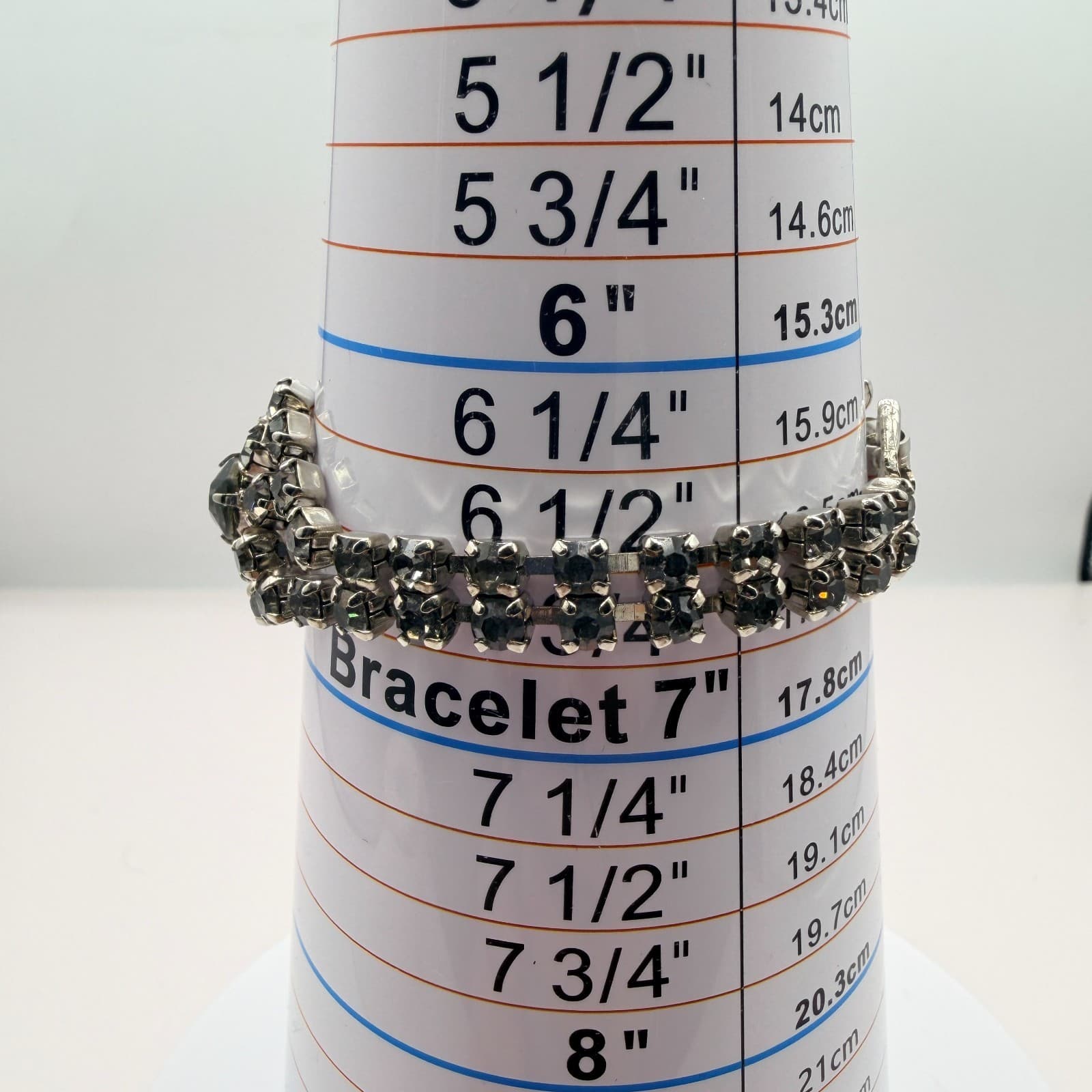 Vintage Silver Tone Rhinestone Bracelet Smoky Gray Multi Strand Cluster Retro - Thumbnail 7