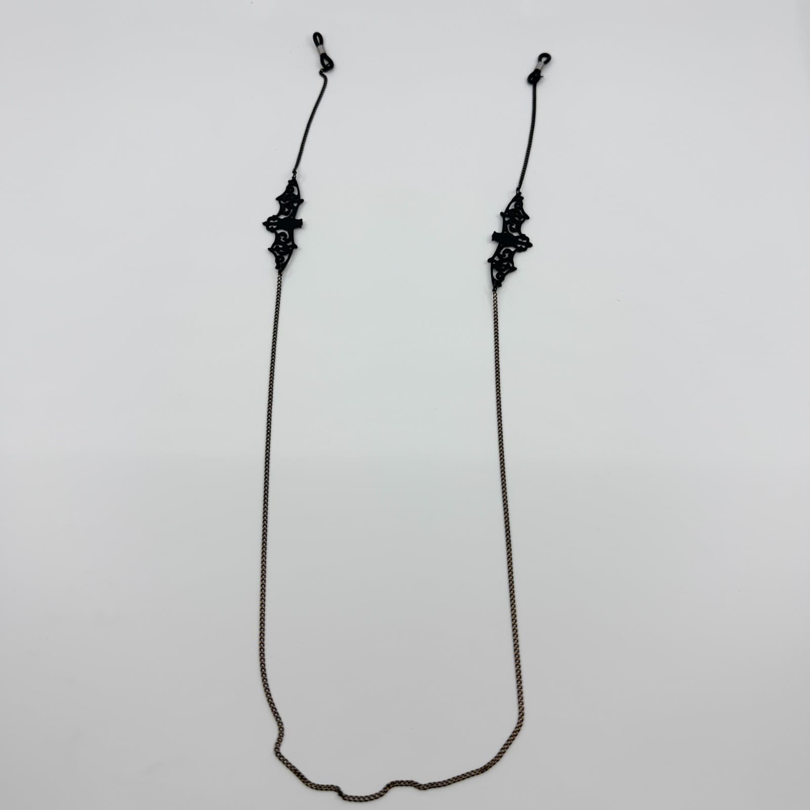 Vtg Black Bat Eyeglasses Chain Holder Sunglasses Lanyard Strap Gothic Vampire - Thumbnail 2