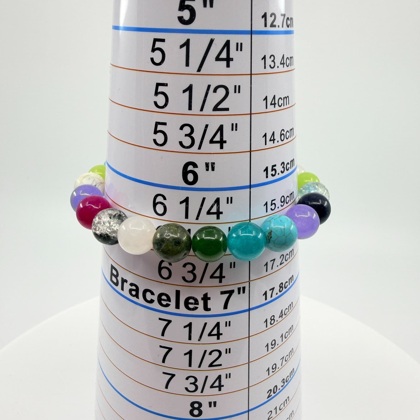 Chakra Bracelet Turquoise Howlite Quartz Bead Stretch Strand Rainbow Statement - Thumbnail 8