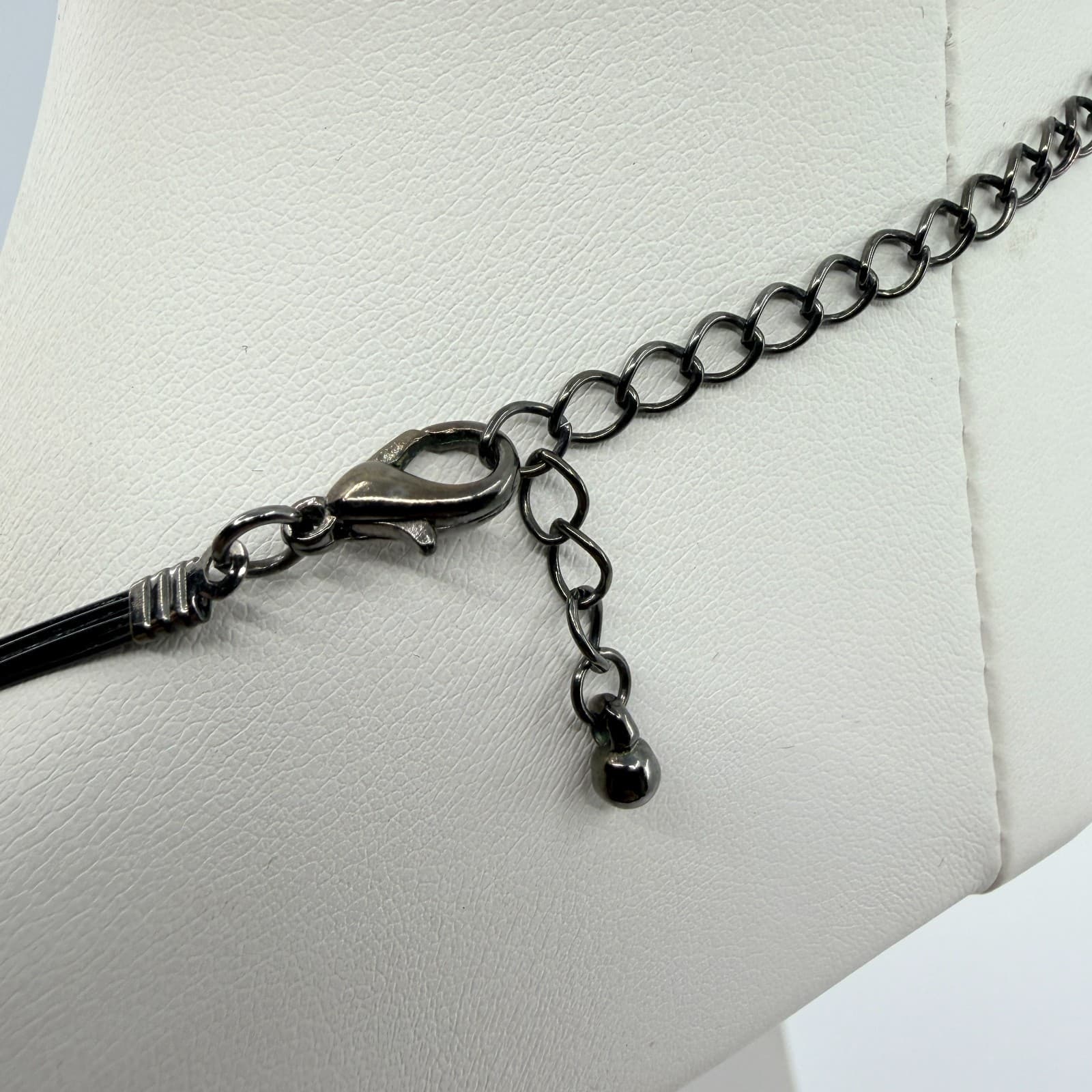 VTG Multi Strand Illusion Necklace Black Gray Clear Acrylic Bead Statement Y2K - Thumbnail 6