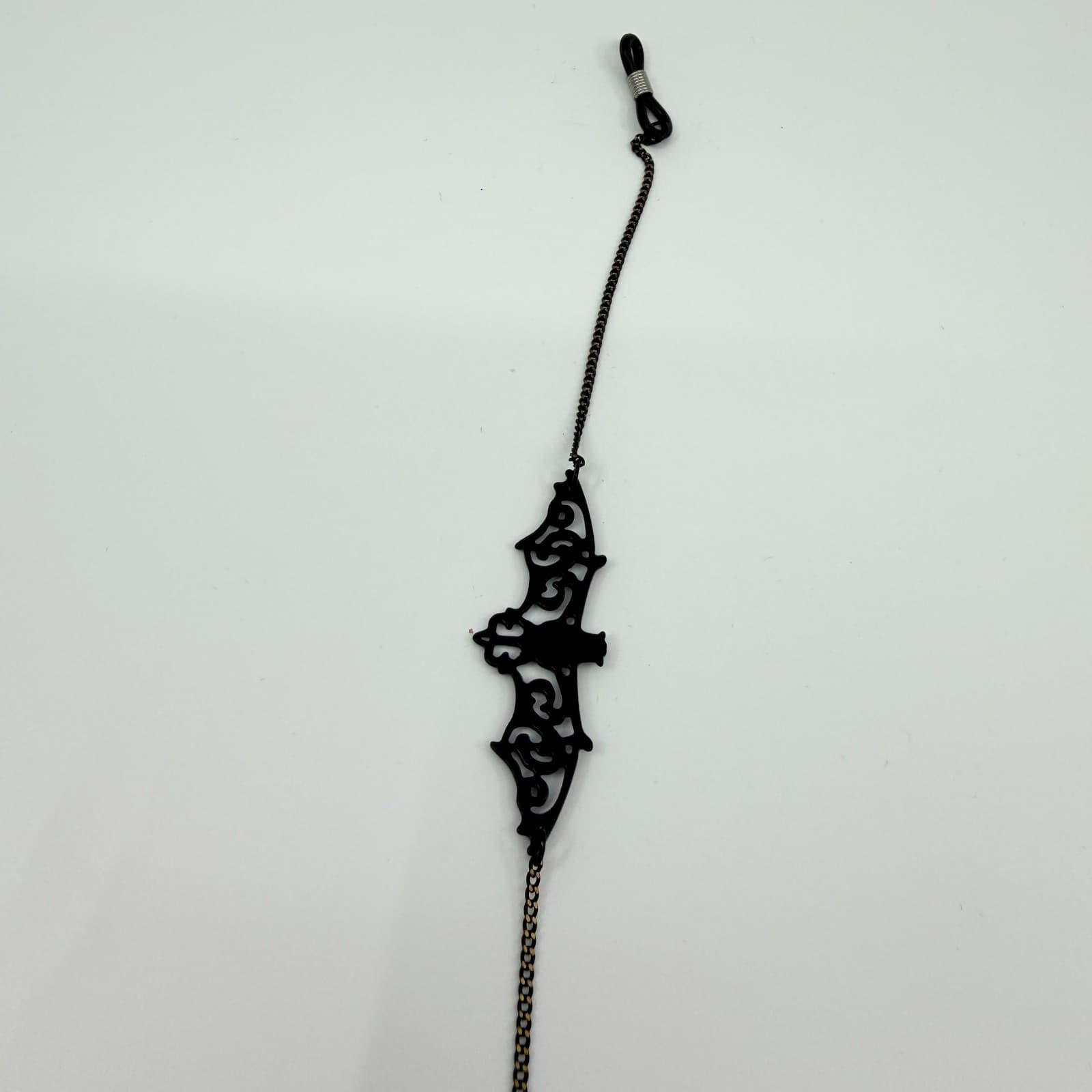 Vtg Black Bat Eyeglasses Chain Holder Sunglasses Lanyard Strap Gothic Vampire - Thumbnail 5