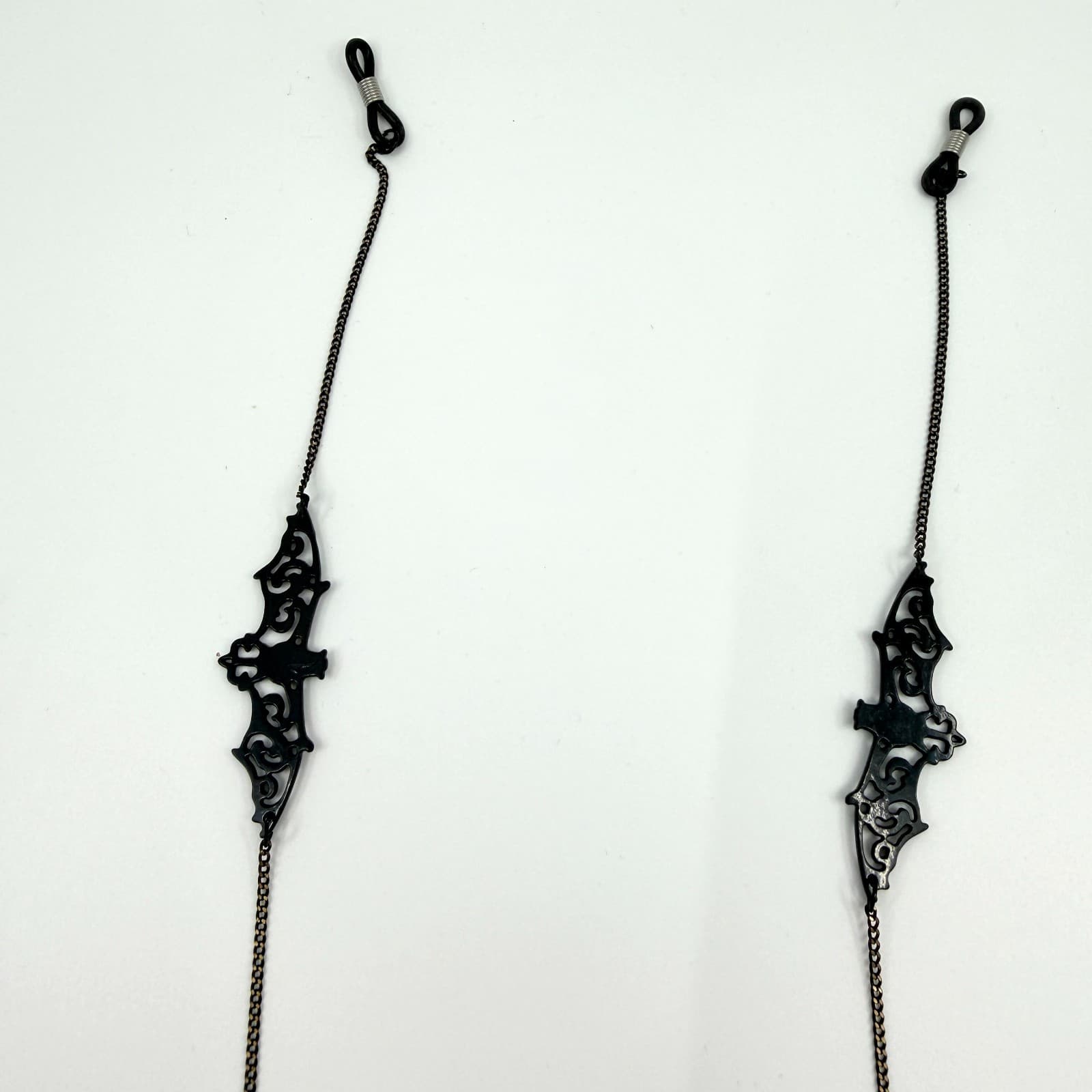 Vtg Black Bat Eyeglasses Chain Holder Sunglasses Lanyard Strap Gothic Vampire