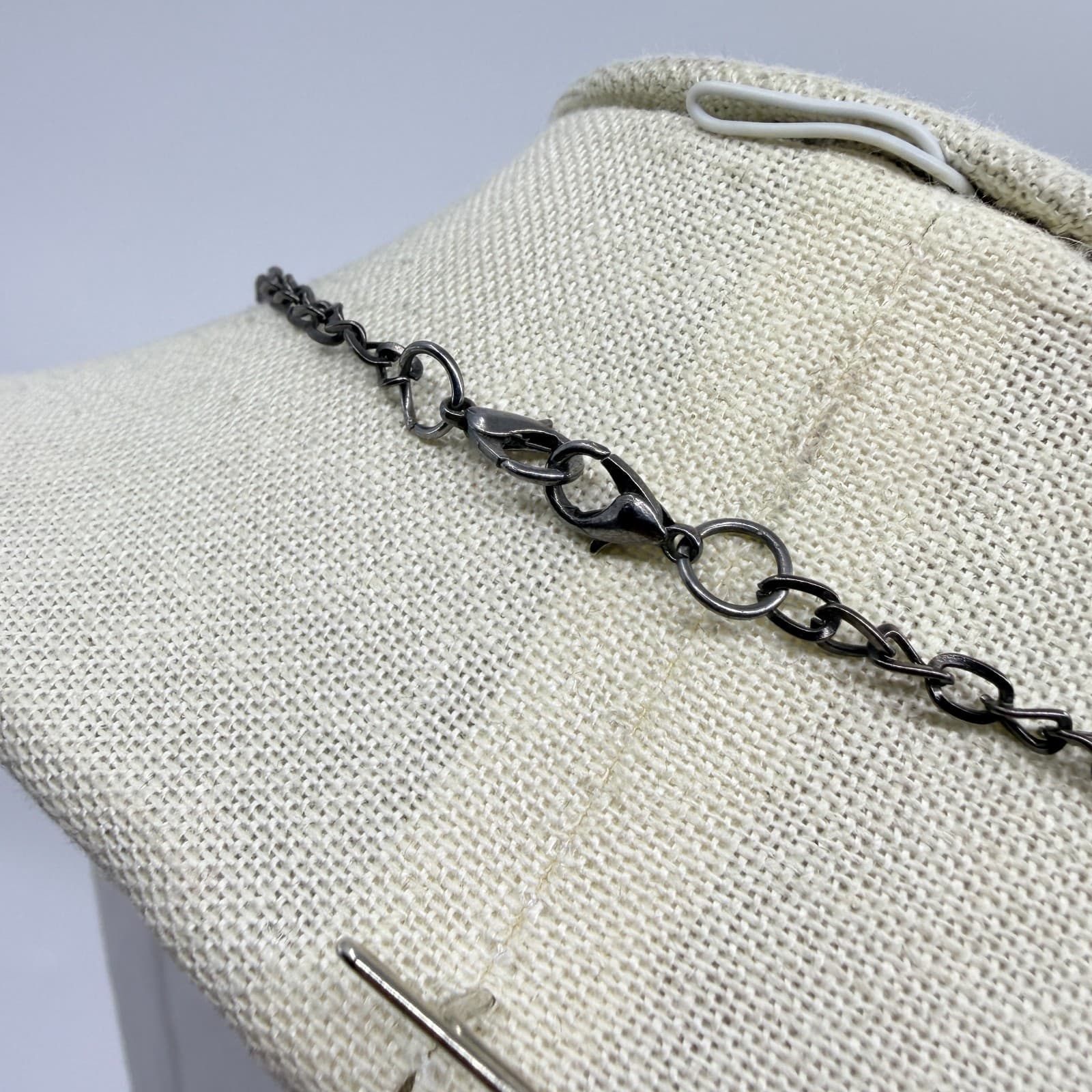 Vintage Gunmetal Gray Openwork Filigree Medallion Tassel Pendant Necklace Long - Thumbnail 6