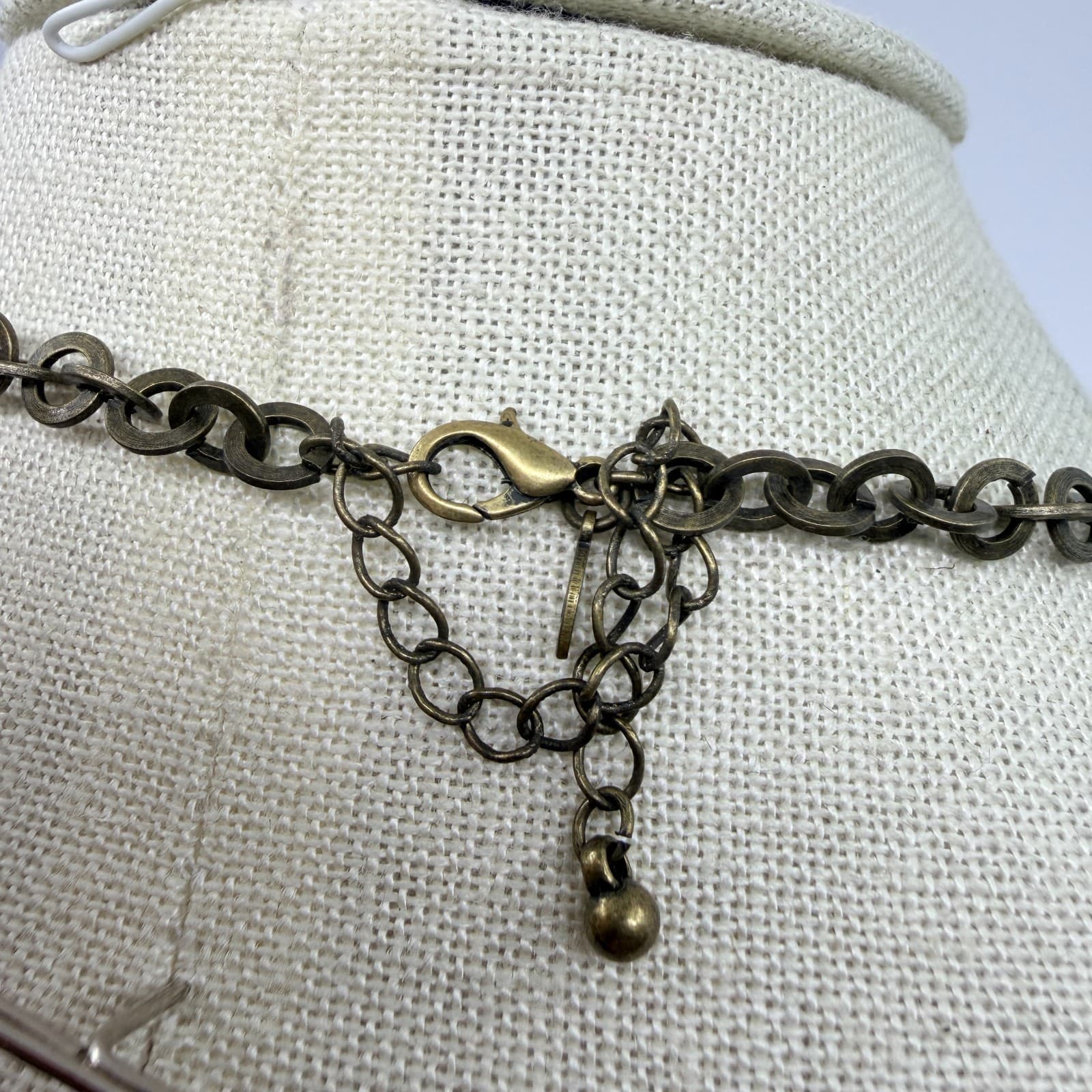 Vintage Antique Brass Tone Red Necklace Faceted Crystal Glass Bead Drop Y-Neck - Thumbnail 8