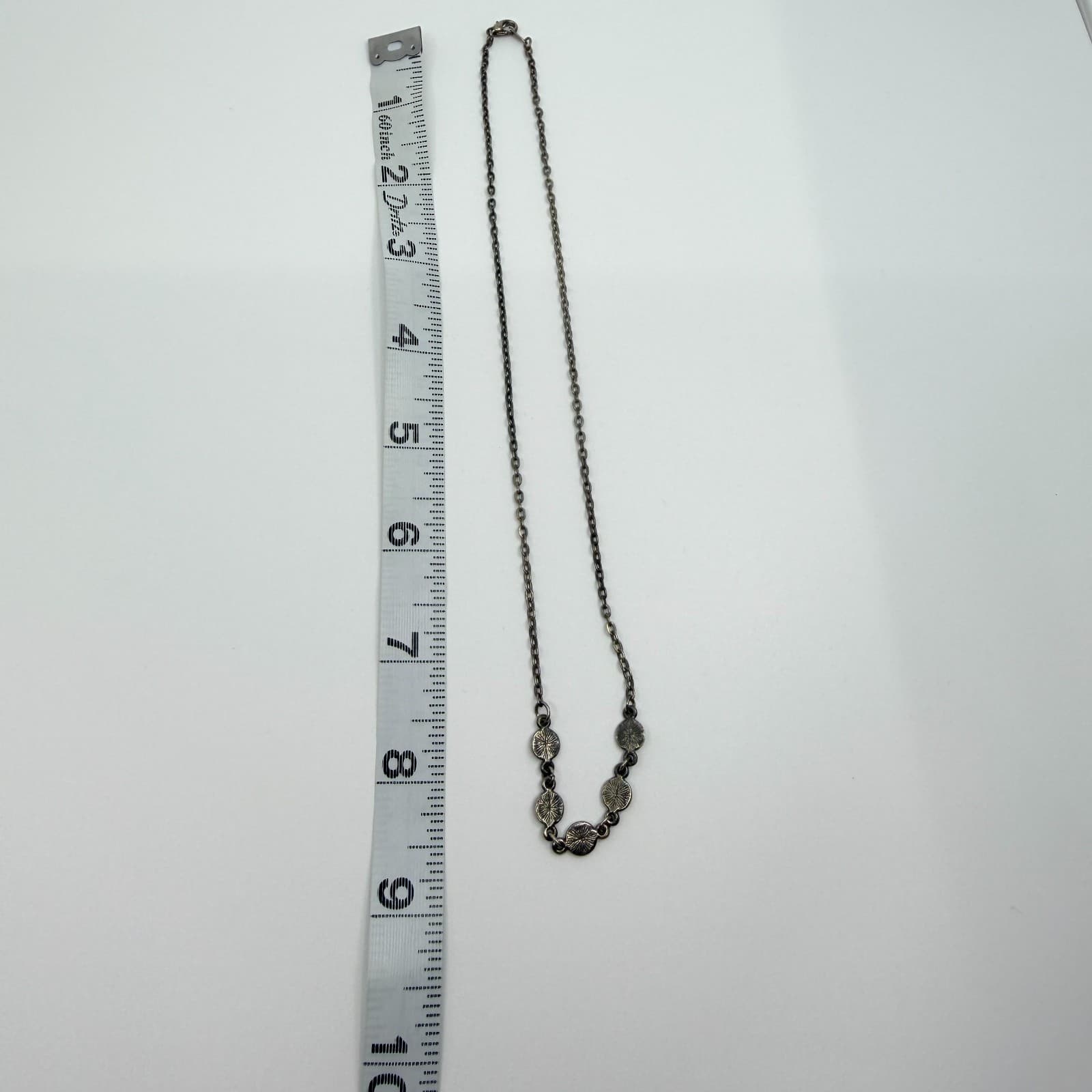Vintage Silver Tone Yin Yang Link Necklace Enamel Stations Choker Dainty Retro - Thumbnail 8