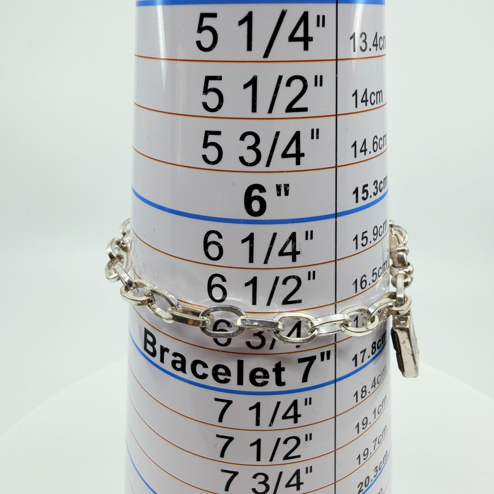 Vintage Silver Tone Link Chain Bracelet Flag Charm Blue Red White Rhinestone Y2K - Thumbnail 8