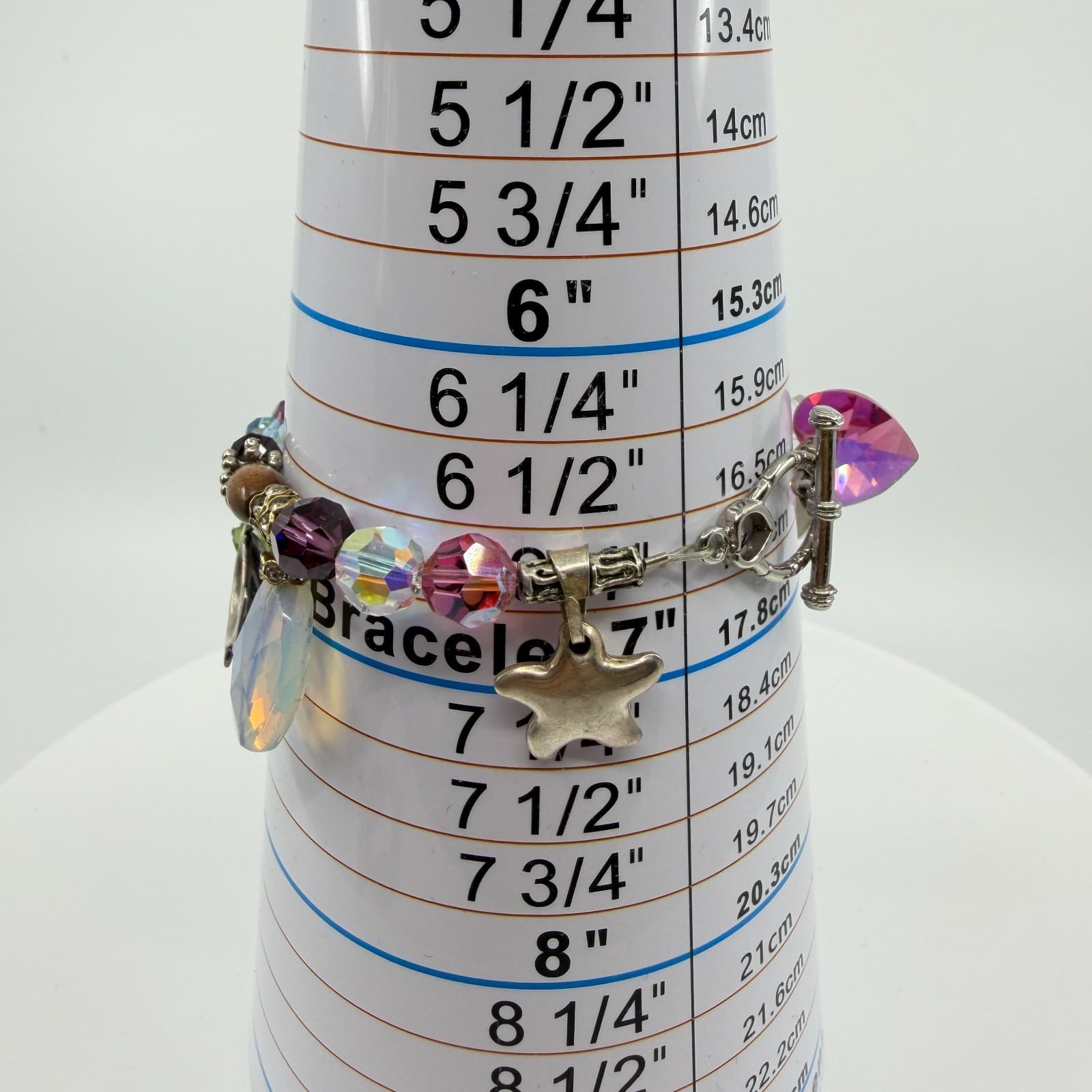 Vintage Silver Tone Chunky Charm Bracelet Beaded Statement Y2K Boho Multi Color - Thumbnail 9